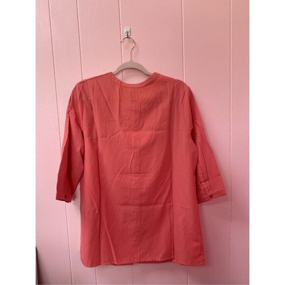 Blair Women's Coral Floral Embroidered Button-Up Tunic Top Size Medium NWT - Picture 8 of 10